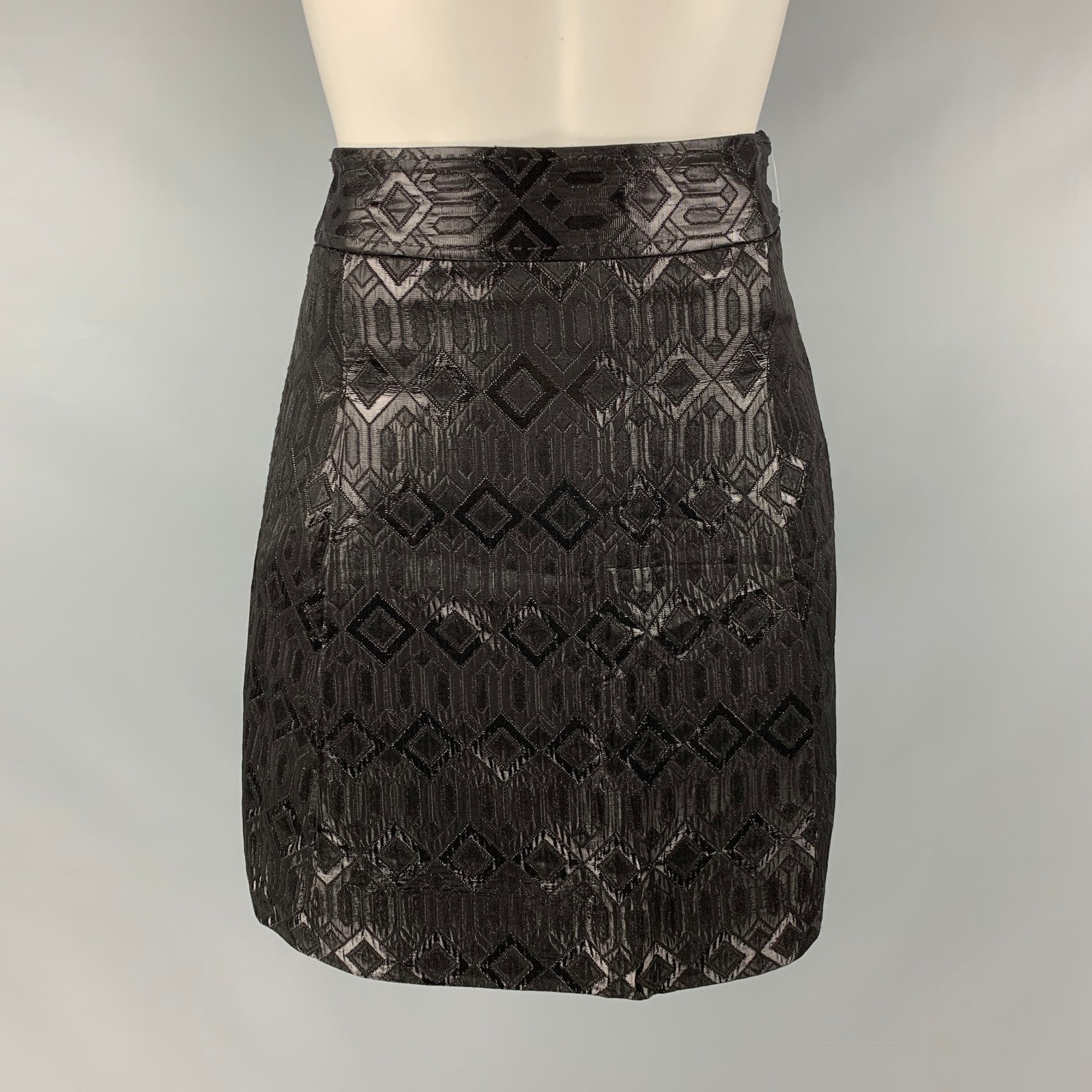 Tory Burch Size 0 Black Acetate Rayon Pleated Mini Skirt